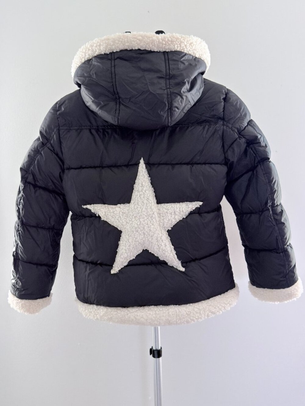 Sam Edelman Girls Star Puffer Jacket Black Sherpa Coat